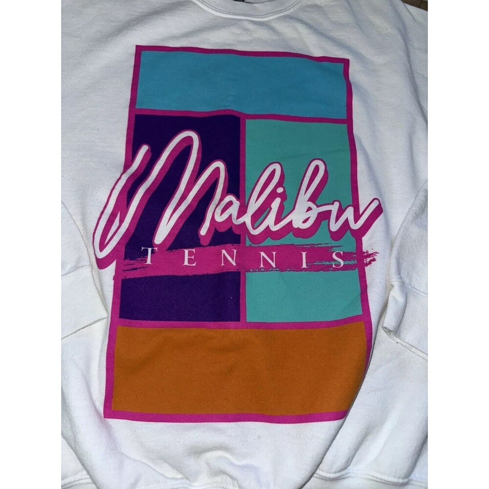 Malibu Tennis Club Sweatshirt Size‎ M Colorful Barbie Sporty  Eighties Y2K Top